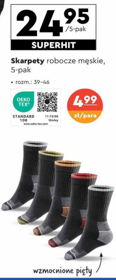 Skarpety 36-46 Niteo tools promocja w Biedronka