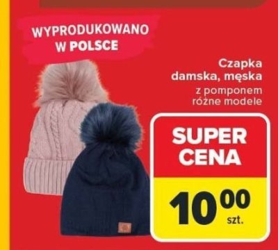 Czapka męska z pomponem różne modele Carrefour promocja w Carrefour