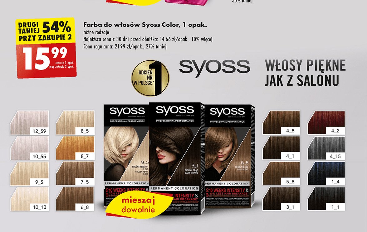 Farba do włosów 4-8 czekoladowy brąz Syoss professional performance promocja