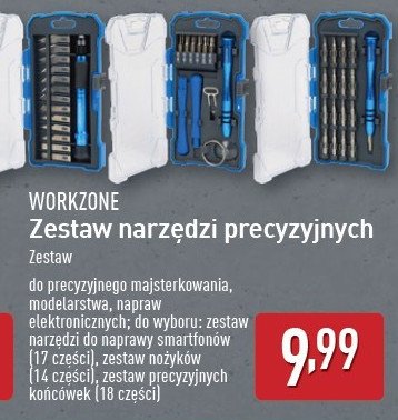 Zestaw narzędzi do naprawy smartfonów WORKZONE promocja w Aldi