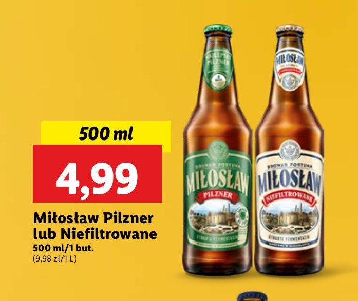 Piwo Miłosław niefiltrowane promocja w Lidl