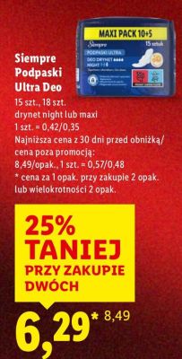 Podpaski Ultra Deo drynet night promocja w Lidl