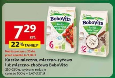 Kaszka mleczna, mleczno-ryżowa lub mleczno-zbożowa BoboVita promocja w Auchan