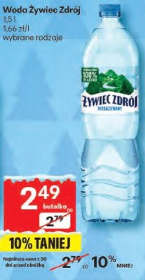 Woda Żywiec Zdrój 1.5l wybrane rodzaje promocja w Delikatesy Centrum