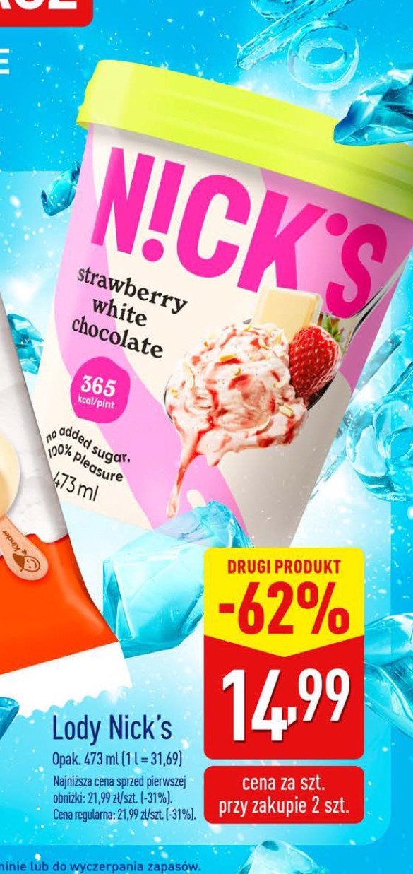 Lody strawberry white chocolate Nick's promocja