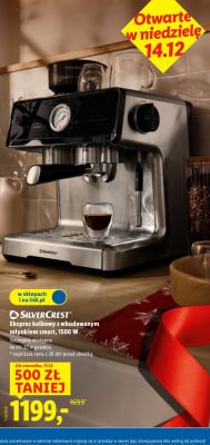 Ekspres kolbowy z wbudowanym młynkiem smart SilverCrest 1500 W promocja w Lidl