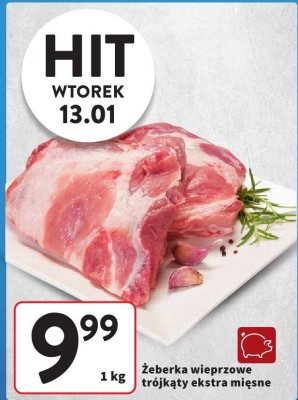 Żeberka wieprzowe trójkąty ekstra mięsne promocja w Intermarche