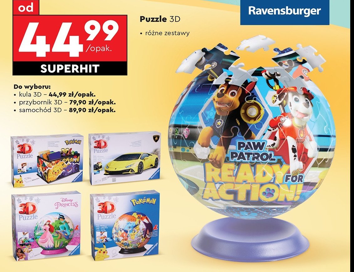 Puzzle w kuli 3d psi patrol Ravensburger promocja w Biedronka
