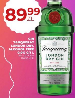 Gin Tanqueray London Dry Alcohol Free promocja w Duży Ben