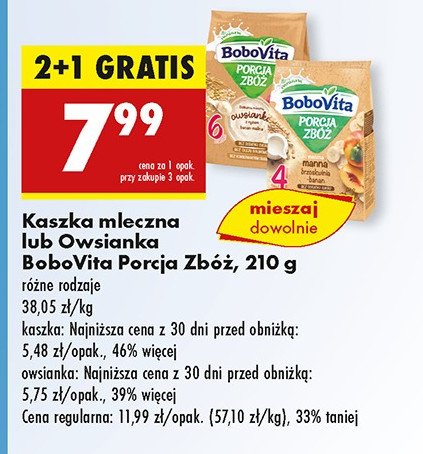 Kaszka mleczna manna bananowo-brzoskwiniowa Bobovita porcja zbóż promocja