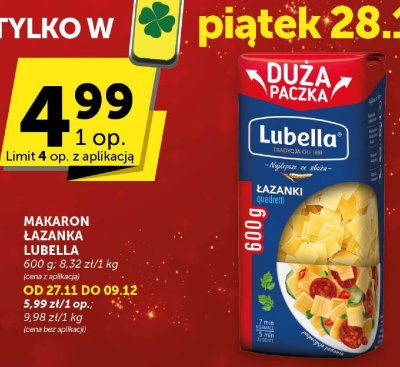 Makaron łazanka Lubella promocja w ABC