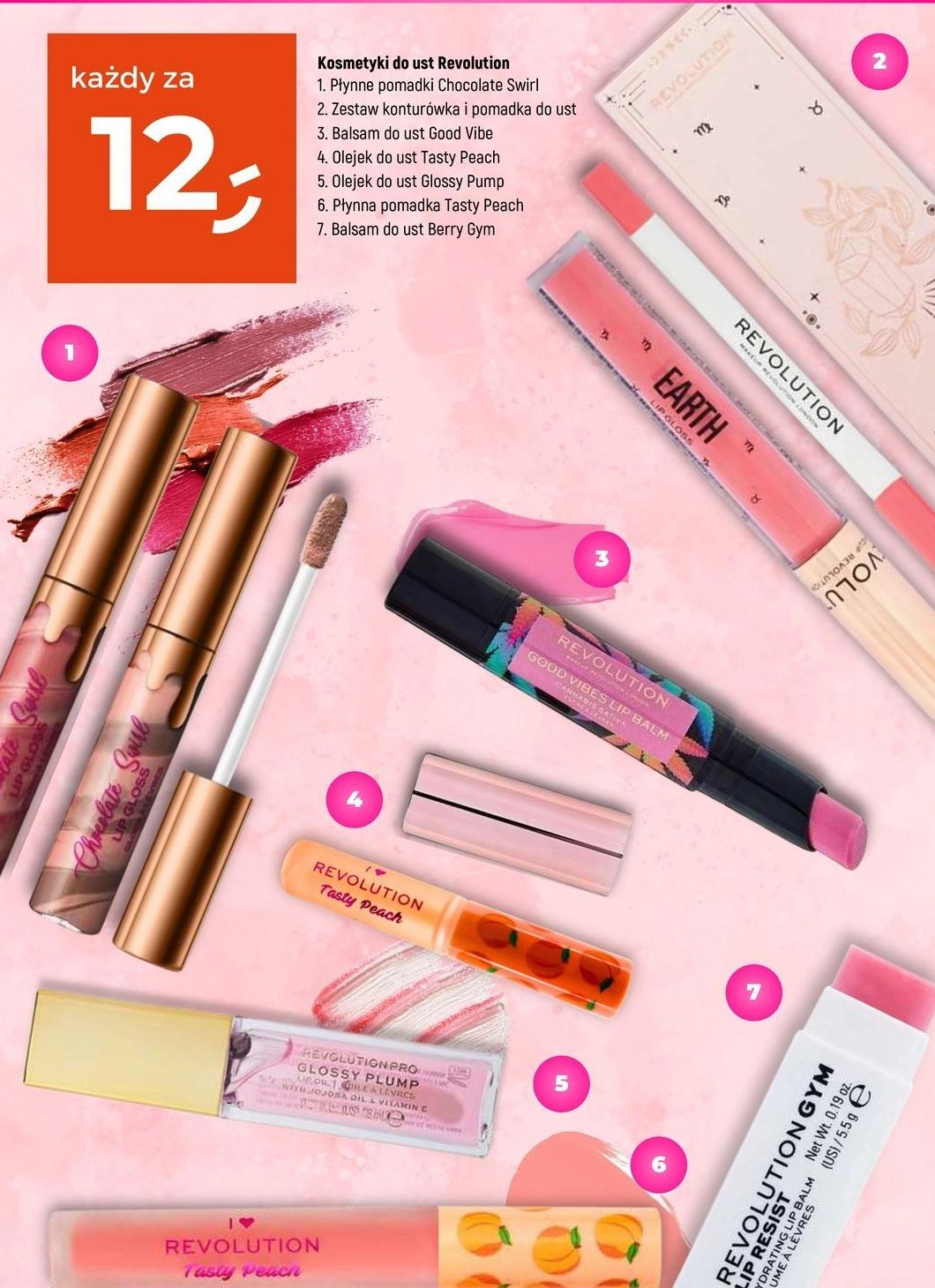 Olejek do ust tasty peach Revolution make-up promocja