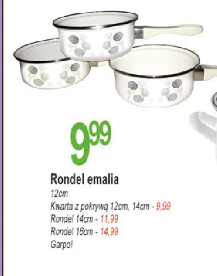 Rondel emaliowany 14 cm Garpol promocja w Dino