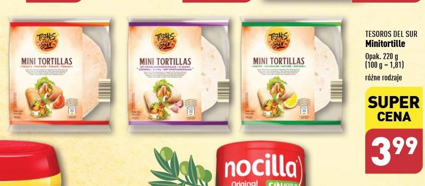 Mini tortille czosnkowe TESOROS DEL SUR promocja