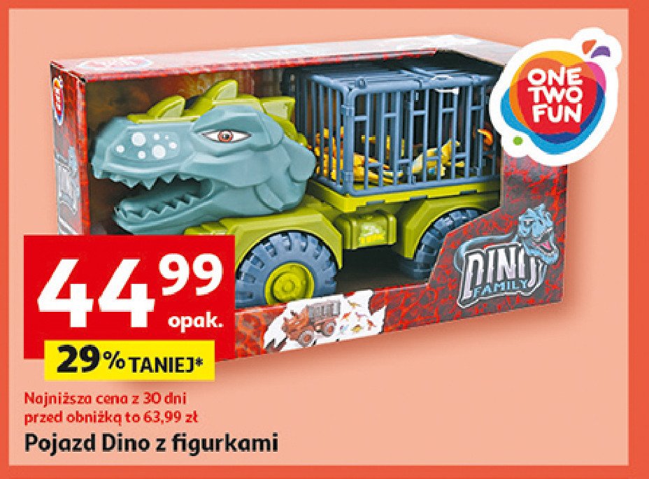 Pojazd dino z figurką One two fun promocja w Auchan