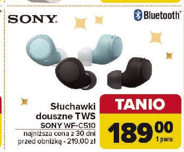 Słuchawki wf-c510 czarne Sony promocja w Carrefour