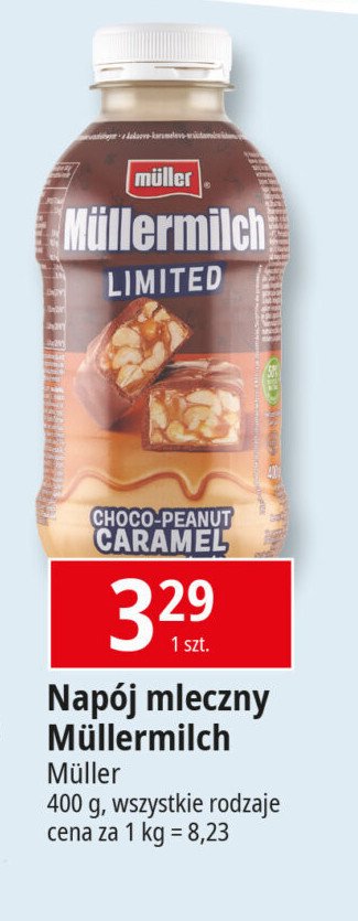 Napój mleczny choco-peanut caramel Mullermilch limited promocja w Leclerc