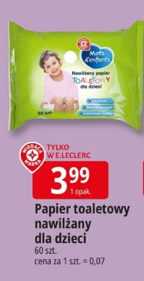 Papier toaletowy nawilżany dla dzieci promocja w Leclerc