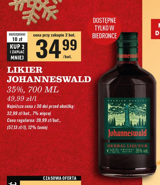 Likier Johanneswald promocja w Biedronka