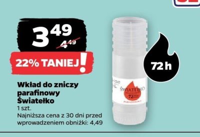 Wkład do znicza parafinowy 72 h promocja w Netto