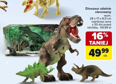 Dinozaur zdalnie sterowany wym. 28 x 17 x 8,5 cm promocja w Carrefour