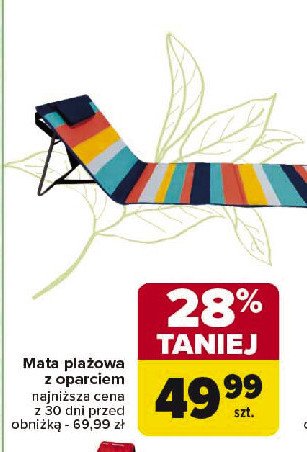Mata plażowa z oparciem promocja w Carrefour