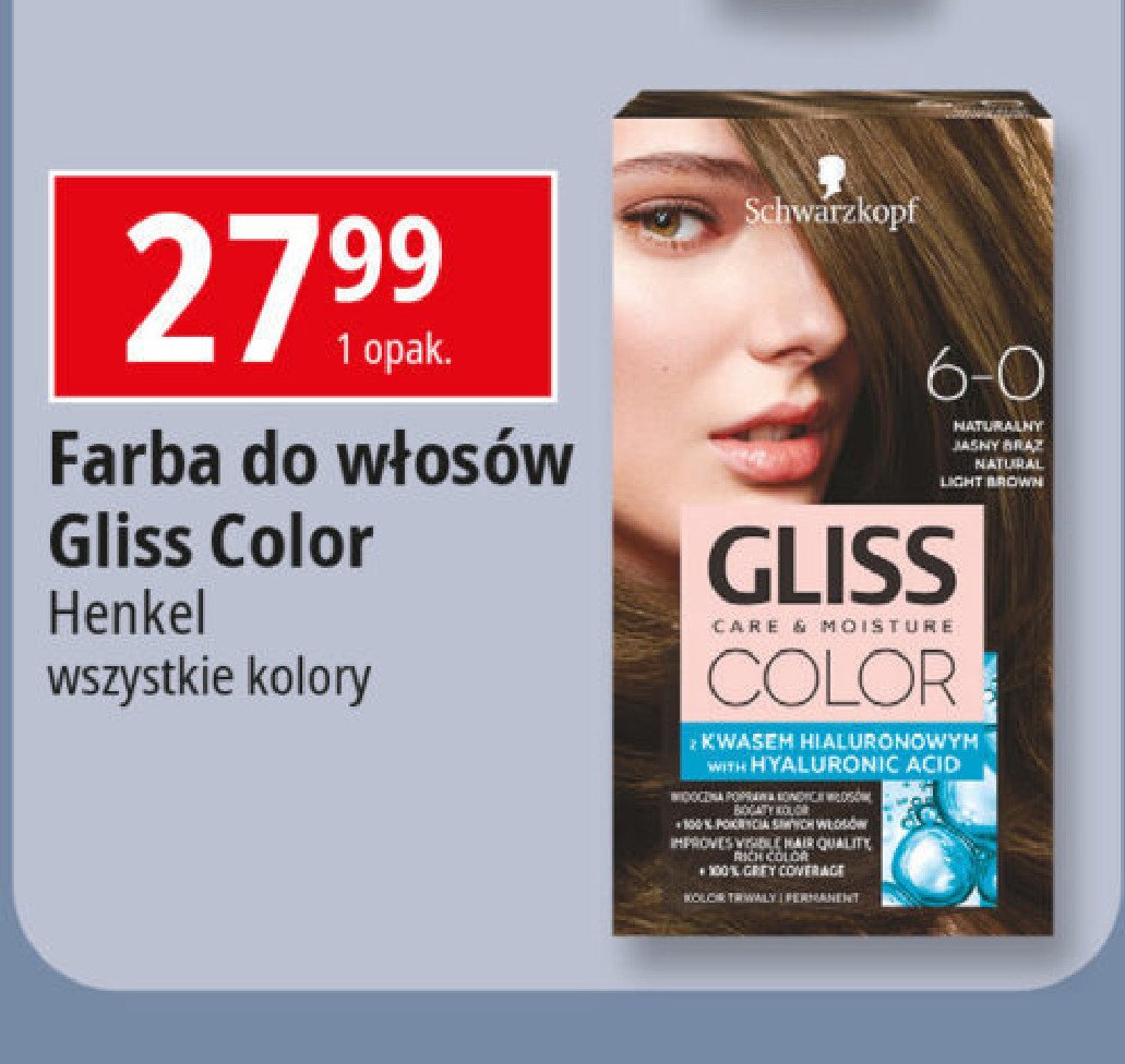 Krem koloryzujący 6-0 Schwarzkopf gliss color promocja