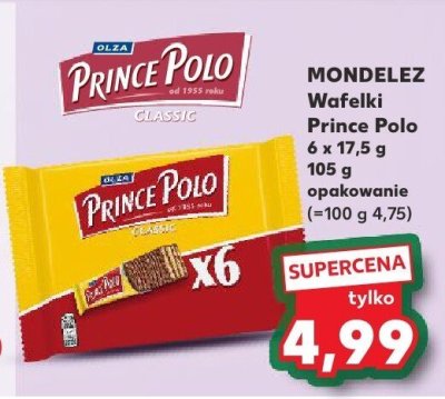 Wafelki Prince Polo Mondelez 6 x 17,5 g 105 g promocja w Kaufland