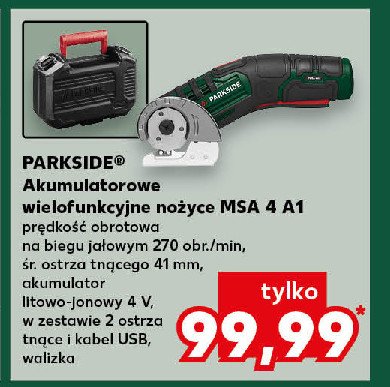 Akumulatorowe wielofunkcyjne nożyce msa 4 a1 Parkside promocja w Kaufland