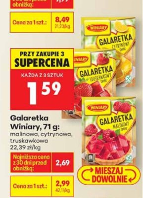 Galaretka 71 g malinowa, cytrynowa, truskawkowa promocja w Biedronka