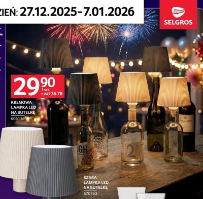 Lampka LED szara na butelkę promocja w Selgros