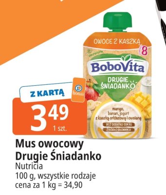 Mus owocowy BoboVita Drugie Śniadanko promocja w Leclerc