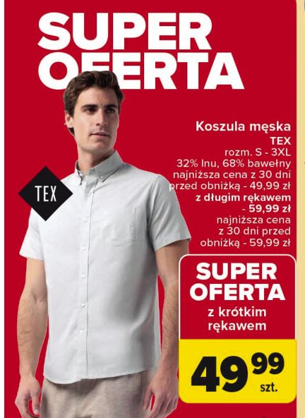 Koszula męska z długim rękawem s-3xl Tex promocja