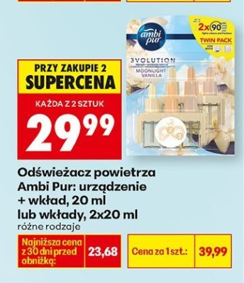 Odświeżacz powietrza: urządzenie + wkład lub wkłady, 2x20 ml, różne rodzaje promocja w Biedronka