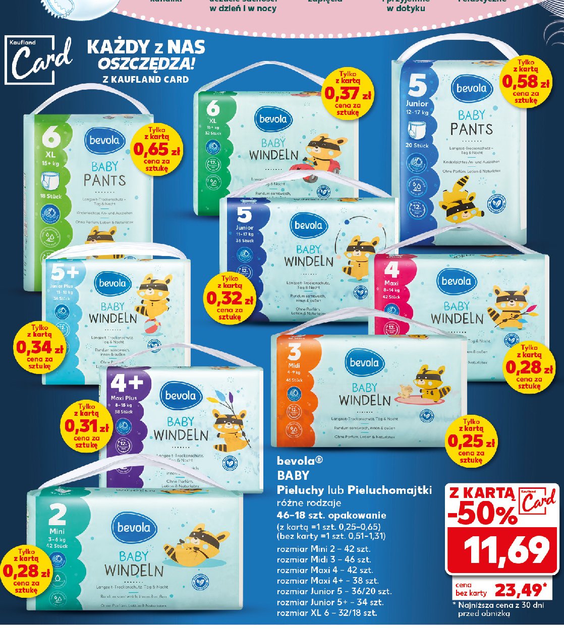 Pieluchomajtki 5 junior Bevola baby promocja w Kaufland