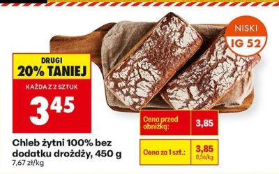 Chleb żytni 100% bez dodatku drożdży, 450 g Biedronka promocja w Biedronka
