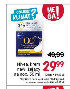 Krem do twarzy nawilżający na noc Nivea q10 promocja