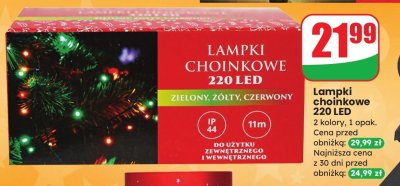 Lampki choinkowe 220 LED 2 kolory promocja w Dino