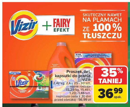 Kapsułki do prania fairy expert Vizir platinum pods promocja w Carrefour Market