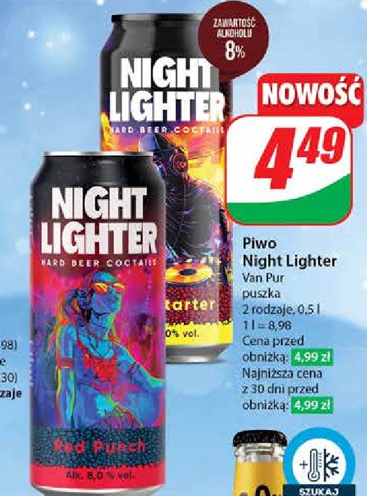 Piwo red punch Night lighter promocja w Dino