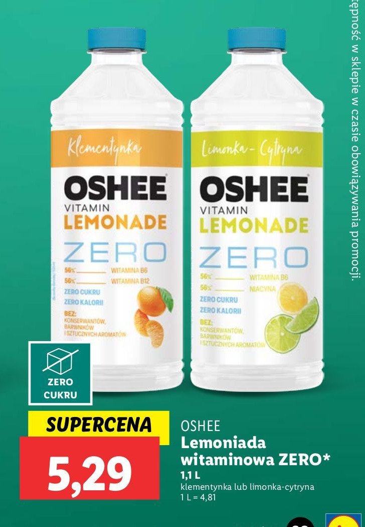 Napój limonka cytryna Oshee vitamin lemonade zero promocja