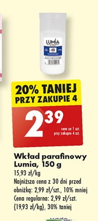 Wkład parafinowy 48h 150 g Lumia promocja w Biedronka