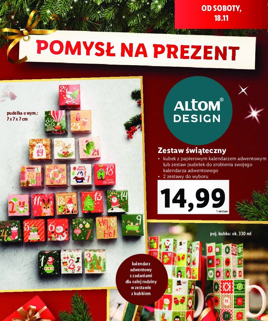 Kubek kalendarz adwentowy 350 ml Altom design promocja