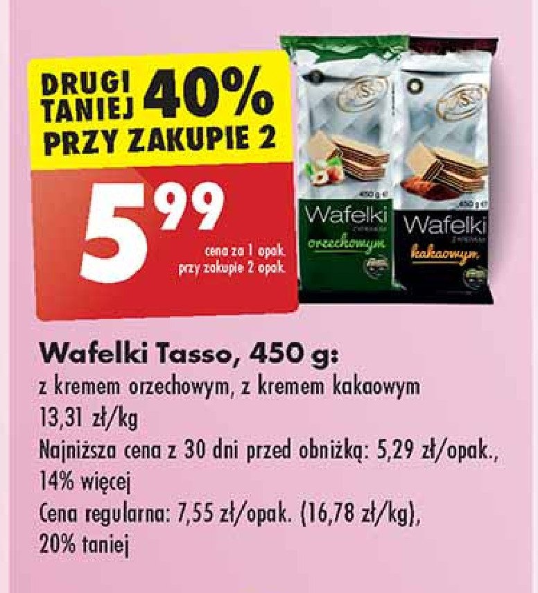 Wafelki z kremem orzechowym Tasso promocja