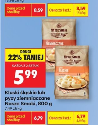 Kluski śląskie lub pyzy ziemniaczane Nasze Smaki promocja w Biedronka