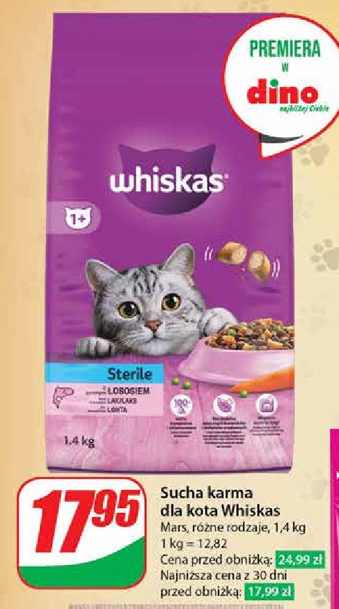 Karma dla kota z łososiem Whiskas sterile promocja