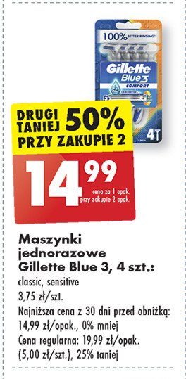 Maszynka do golenia Gillette blue 3 sensitive promocja