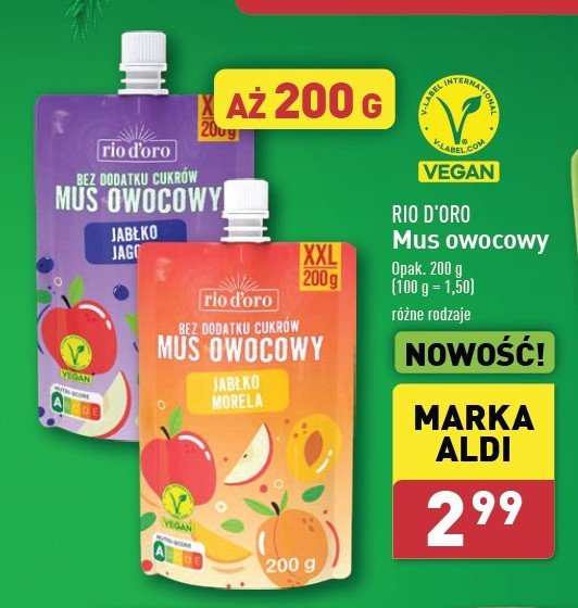 Mus owocowy jabłko-jagoda Rio d'oro promocja w Aldi