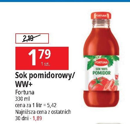 Sok 100% pomidor Fortuna promocja