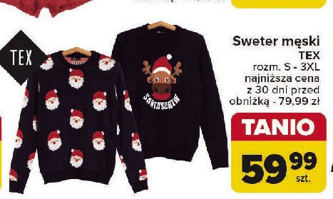 Sweter męski s-3xl Tex promocja w Carrefour